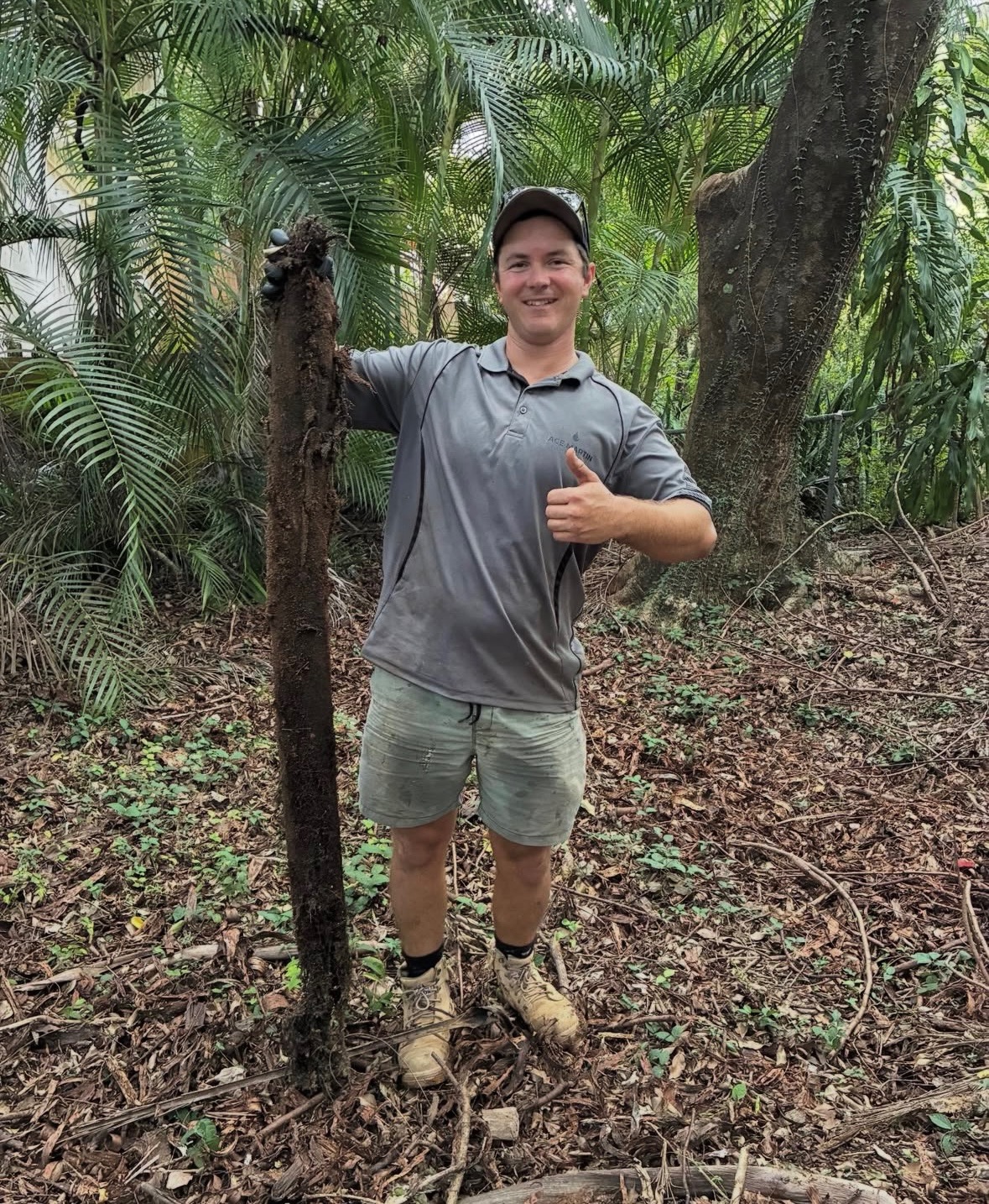 Ace Martin plumber on site giving thumbs up